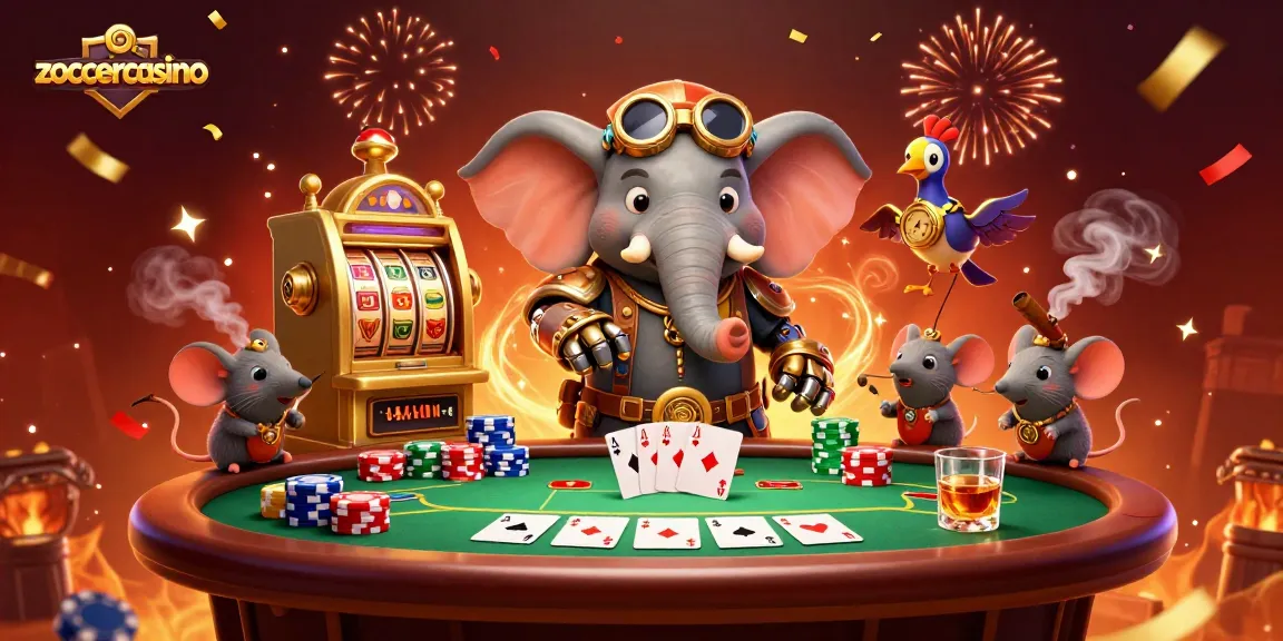 ZoccerCasino brings an exciting slot experience with steampunk characters and vibrant casino elements.