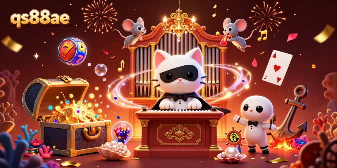 qs88ae delights players with a whimsical casino scene full of characters and gaming elements.