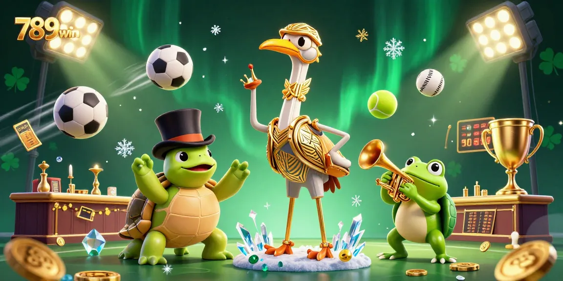 Experience exciting wins with 789win at a festive casino scene featuring lively characters.