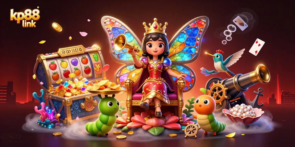 Experience immersive gameplay with kp88 link in a vibrant 3D casino fantasy scene, blending excitement and fun.